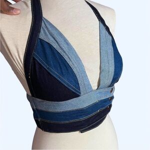 Denim halter top